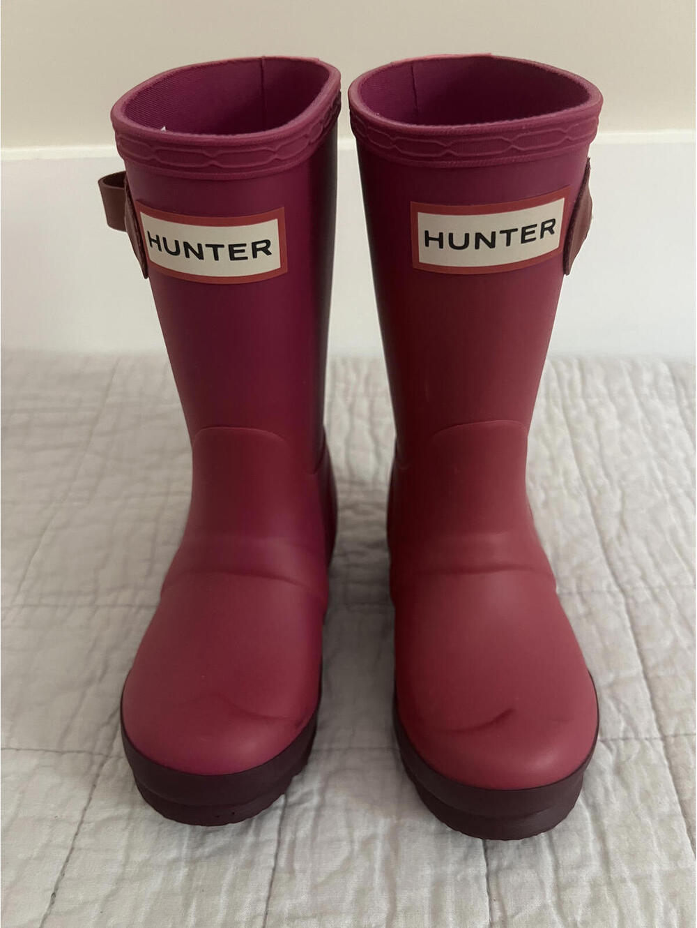 Hunter Big Kids Two Tone Original Rain Boots, Mauve/Purple/Pink - Picture 2 of 8